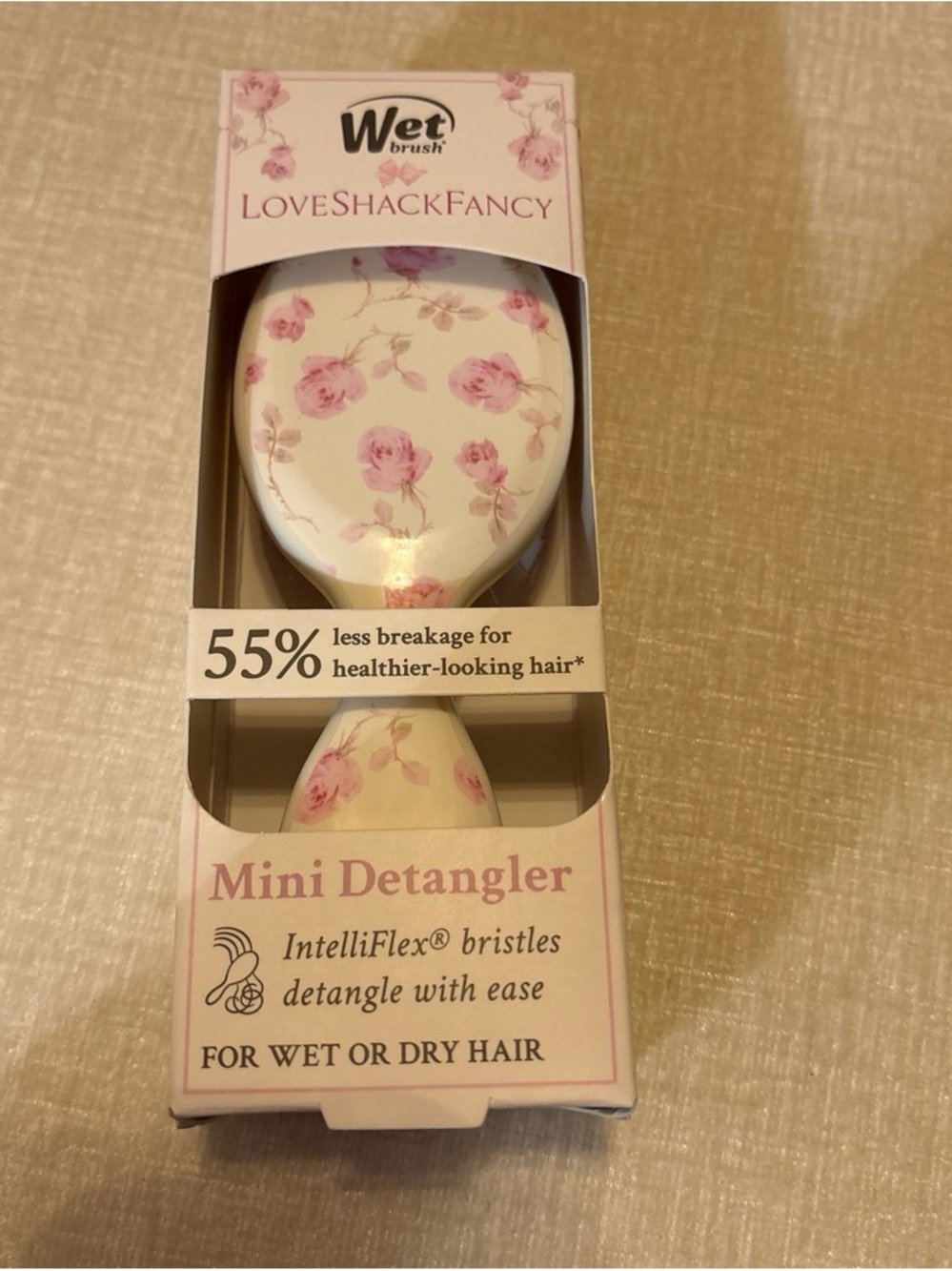 LoveShackFancy x Wet Brush mini Detangler - Pink and Cream